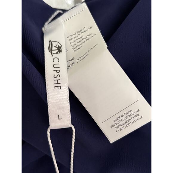 CUPSHE‎ One Piece Navy Blue Ruched Adjustable Straps Swimsuit Size Large NWT - Picture 5 of 9